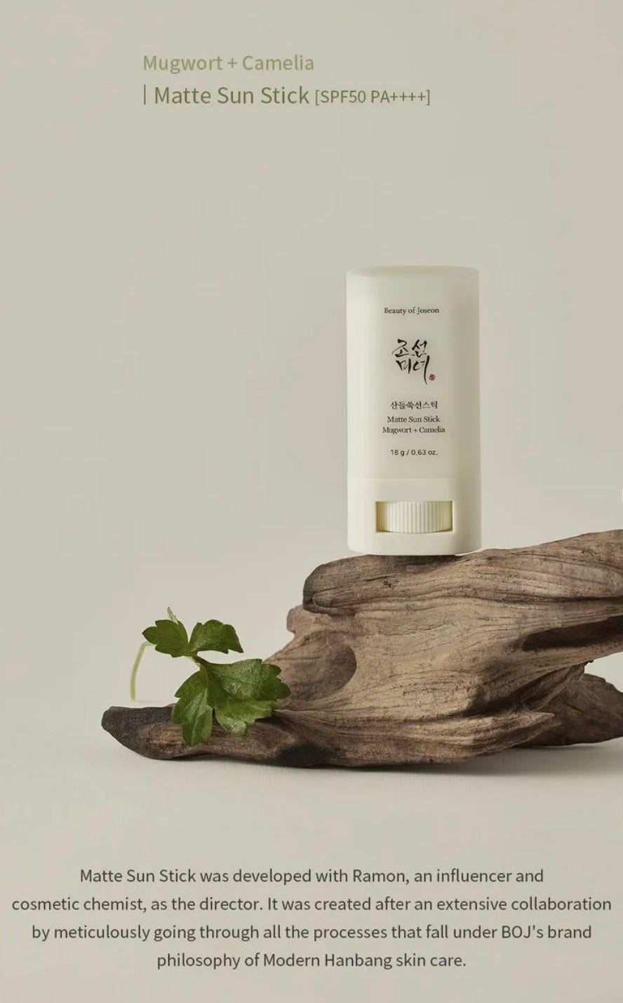 Beauty of Joseon - Matte Sun Stick: Mugwort + Camellia (SPF 50+/PA++++)